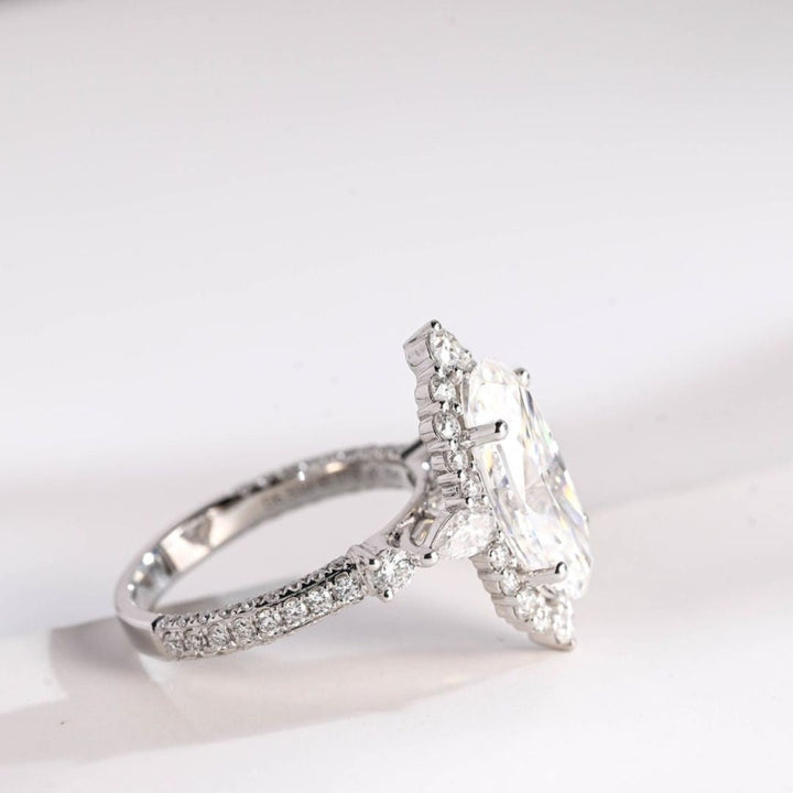Moissanite 4.35 CT Oval Cut Diamond Edwardian Wedding Ring