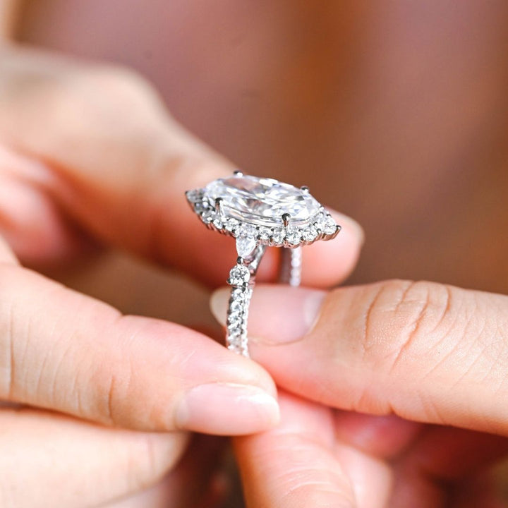 Moissanite 4.35 CT Oval Cut Diamond Edwardian Wedding Ring
