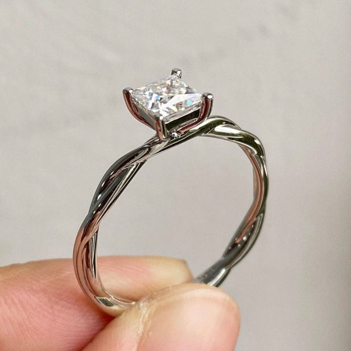 Moissanite 2.10 CT Princess Cut Diamond  Minimalist Engagement Ring