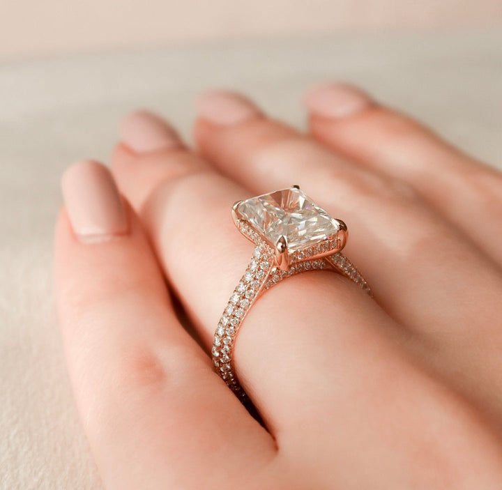 Moissanite 5.50 CT Radiant Diamond Art Deco Anniversary Ring