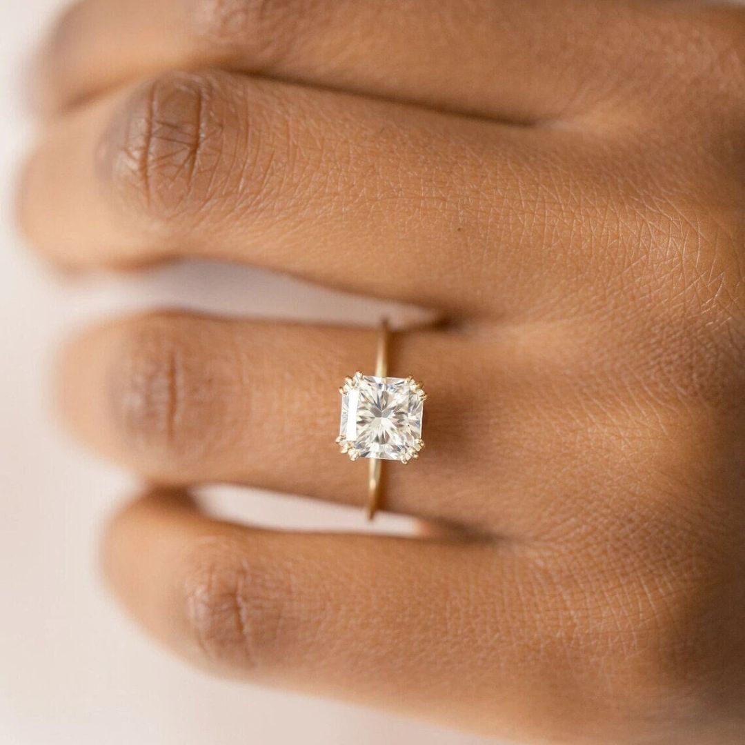 Moissanite 2.65 CT Cushion Cut Diamond  Edwardian Wedding Ring