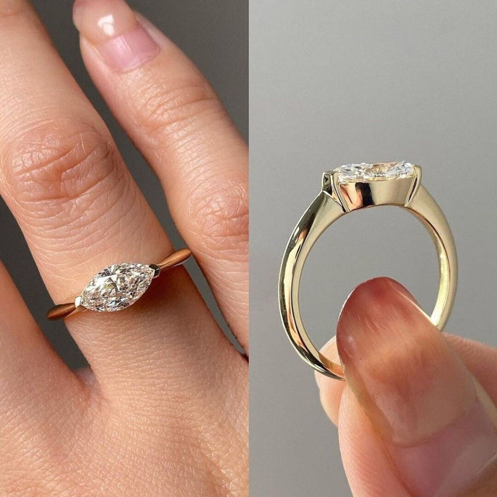 Moissanite 2.72 CT Marquise Cut Diamond  Art Deco Engagement Ring