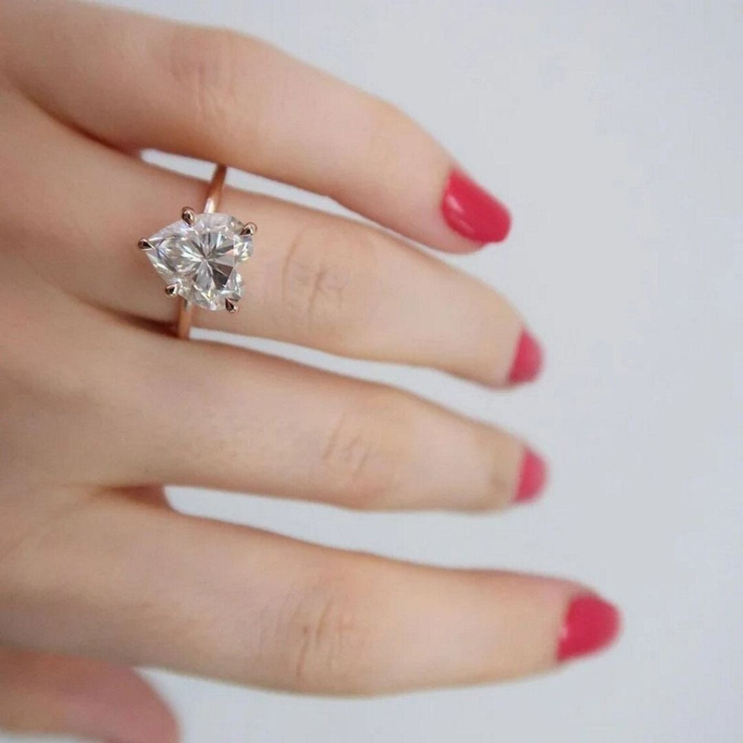Moissanite 2.90 CT Heart Cut Diamond  Art Deco Anniversary Ring