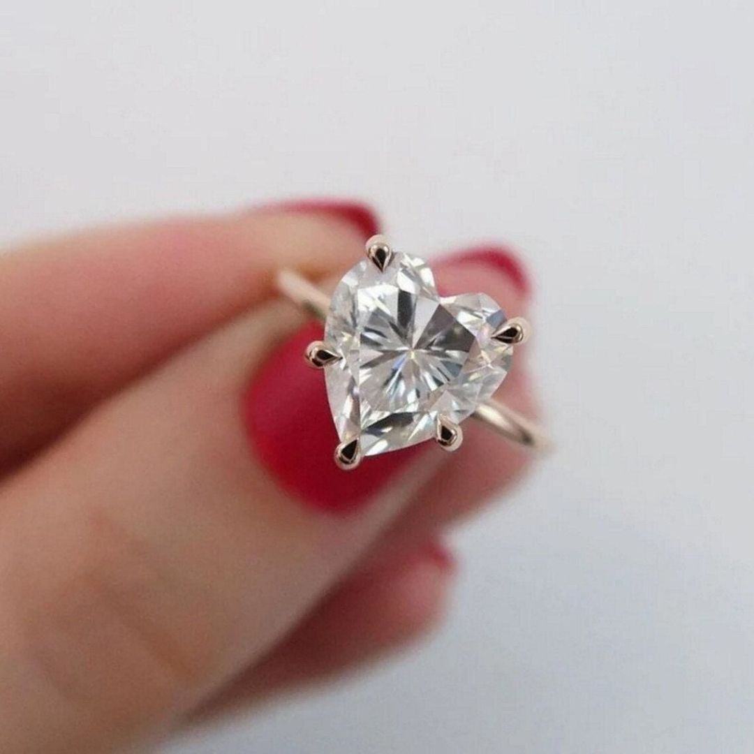 Moissanite 2.90 CT Heart Cut Diamond  Art Deco Anniversary Ring