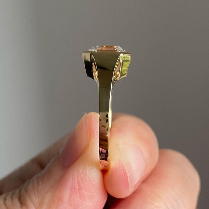Moissanite 2.95 CT Asscher Cut Diamond  Brutalist Anniversary Ring