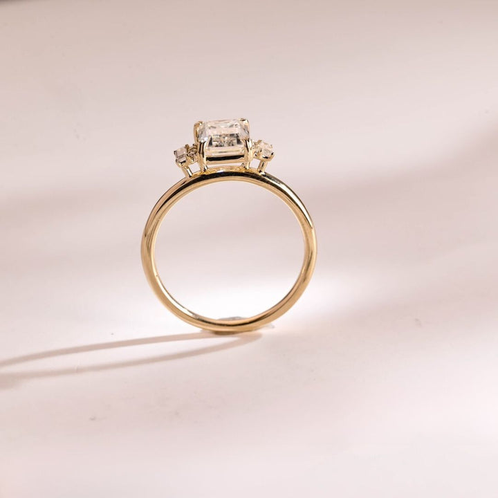 Moissanite 3.87 CT Emerald Cut Diamond Art Deco Wedding Ring