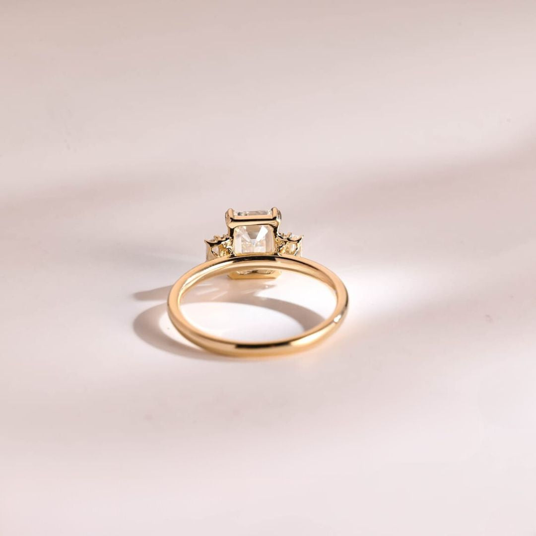 Moissanite 3.87 CT Emerald Cut Diamond Art Deco Wedding Ring