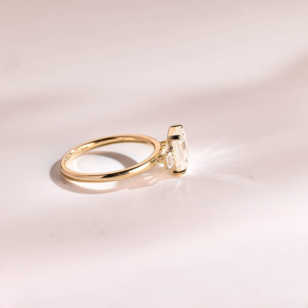 Moissanite 3.87 CT Baguette Cut Diamond Art Deco Wedding Ring