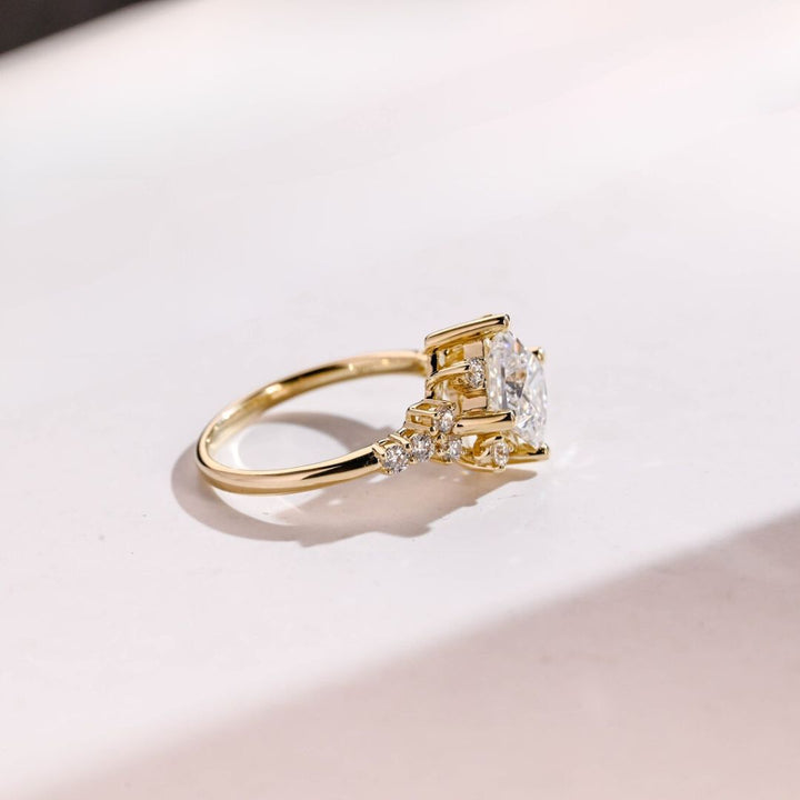 Moissanite 3.92 CT Princess Cut Diamond  Brutalist Anniversary Ring