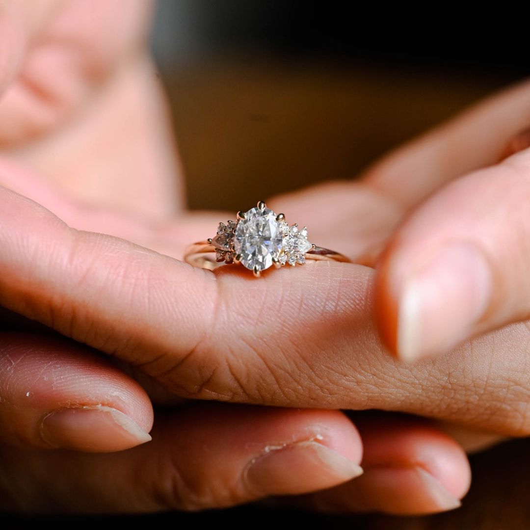 Moissanite 3.98 CT Oval Cut Diamond Victorian Wedding Ring