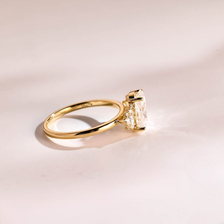 Moissanite 4.32 CT Oval Cut Diamond Brutalist Anniversary Ring