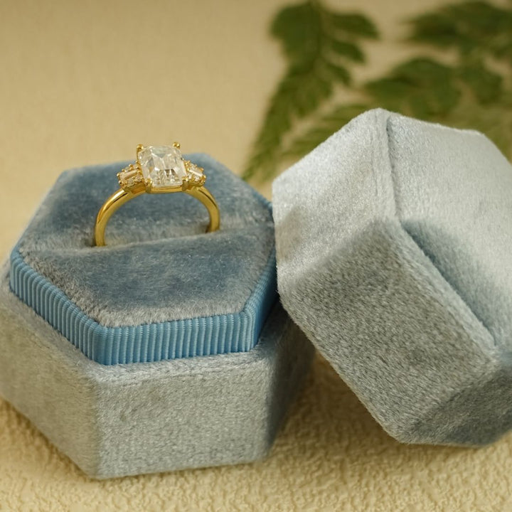 Moissanite 4.37 CT Emarald Cut Diamond  Edwardian Engagement Ring
