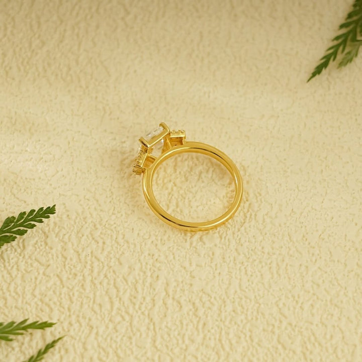Moissanite 4.37 CT Emarald Cut Diamond  Edwardian Engagement Ring