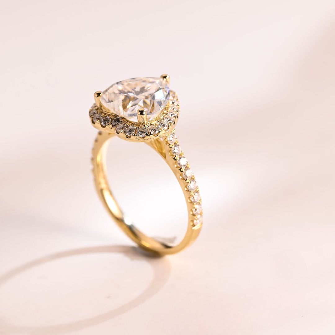 Moissanite 4.76 CT Heart Cut Diamond Brutalist Anniversary Ring