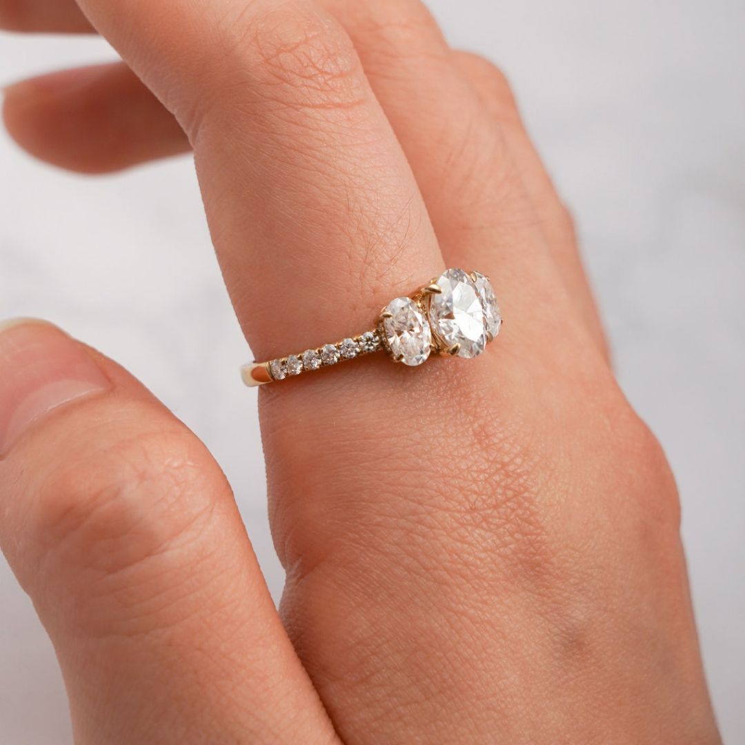 Moissanite 2.42 CT Oval Cut Diamond  Art Deco Wedding Ring