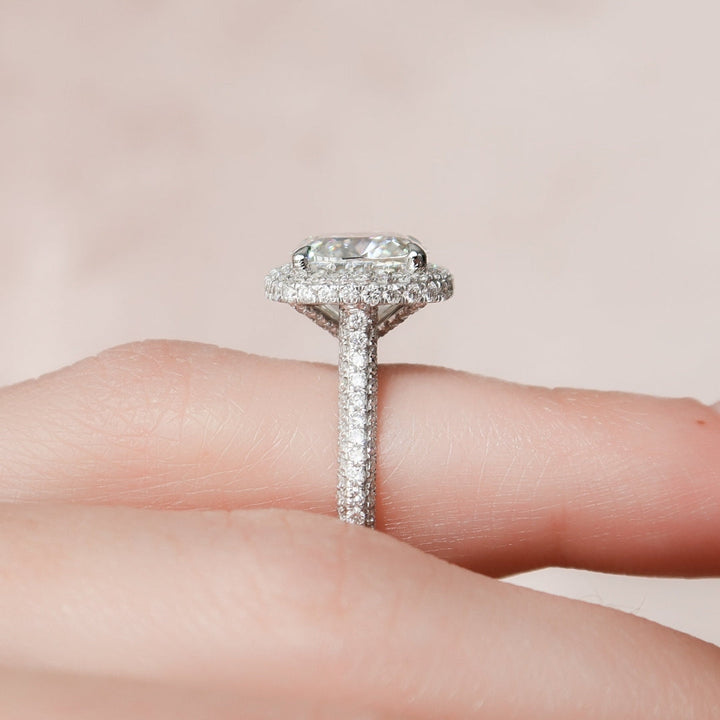 Moissanite 4.15 CT Cushion Cut Diamond Art Deco Engagement Ring