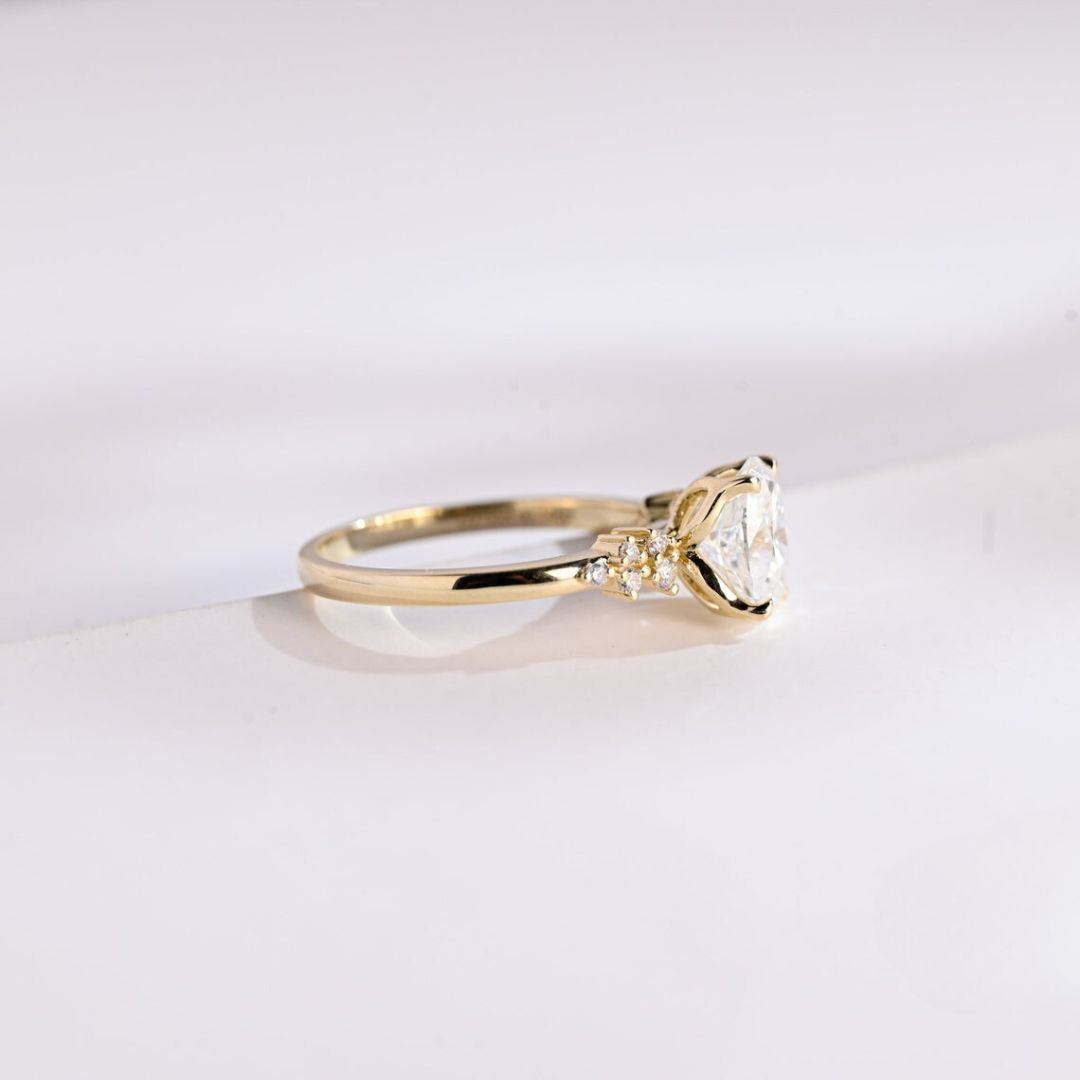 Moissanite 3.22 CT Oval  Cut Diamond  Minimalist Wedding Ring