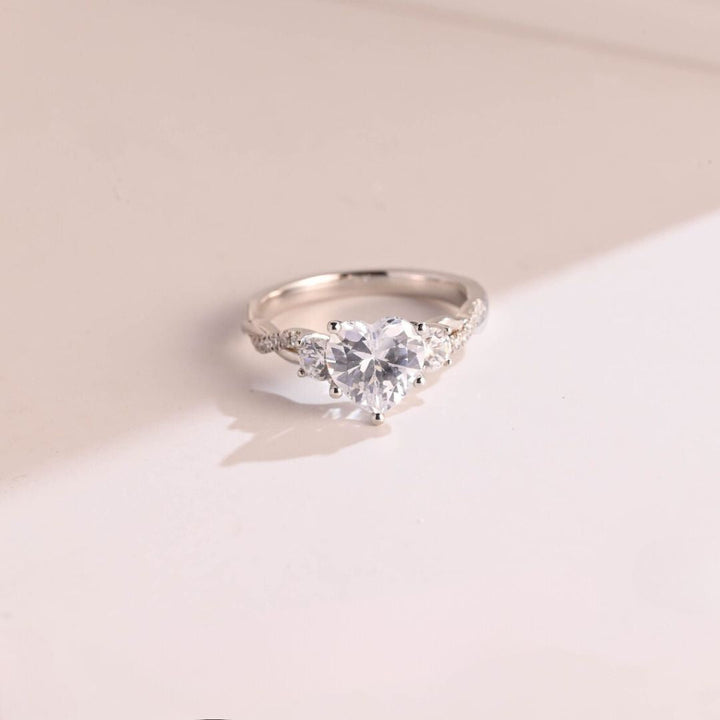 Moissanite 3.35 CT Heart Cut Diamond  Brutalist Anniversary Ring