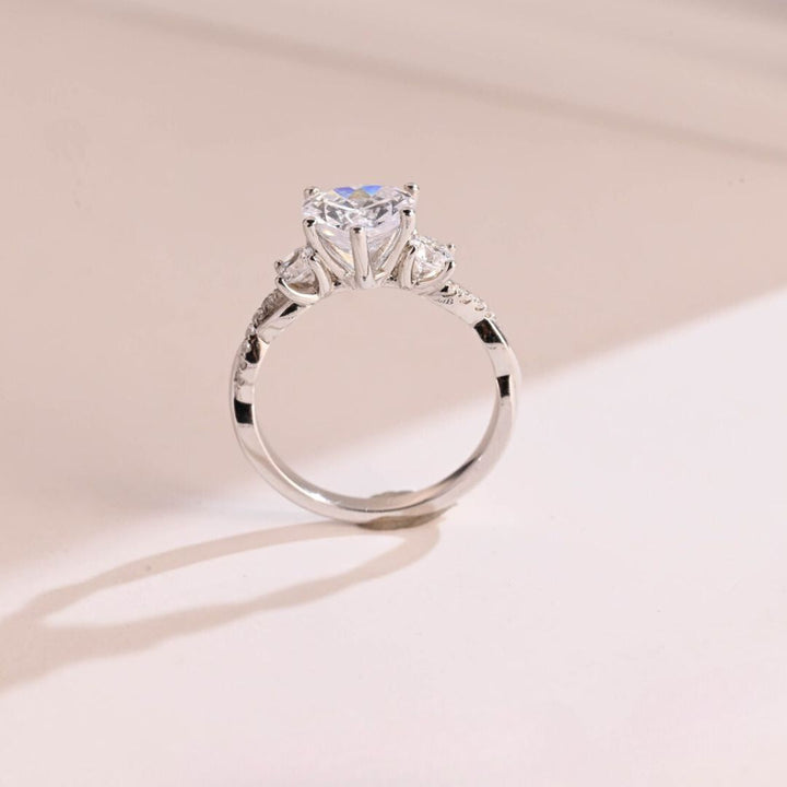 Moissanite 3.35 CT Heart Cut Diamond  Brutalist Anniversary Ring