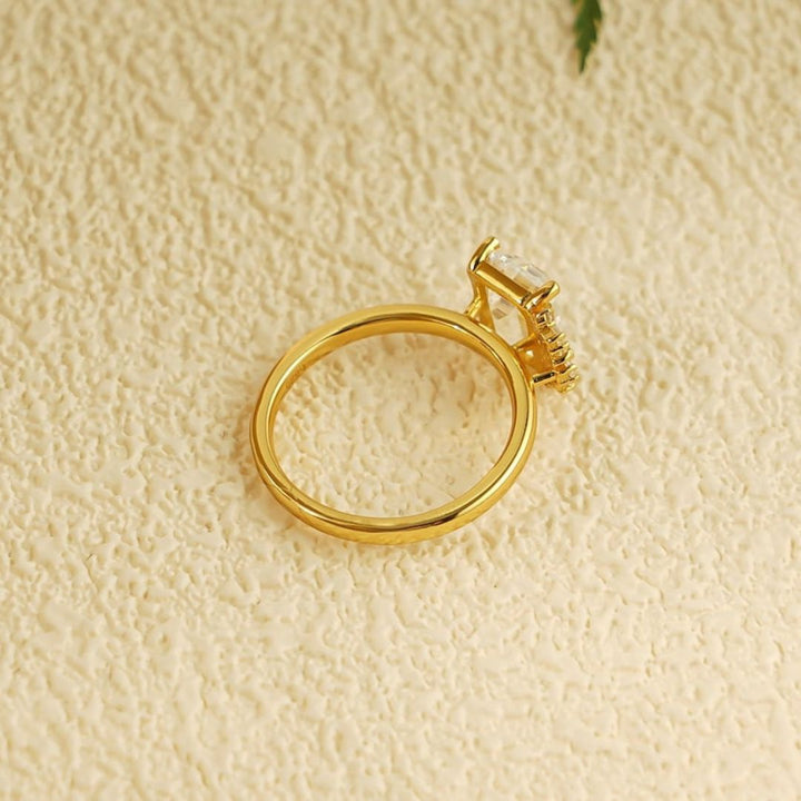 Moissanite 3.47 CT Emerald Cut Diamond  Victorian Wedding Ring