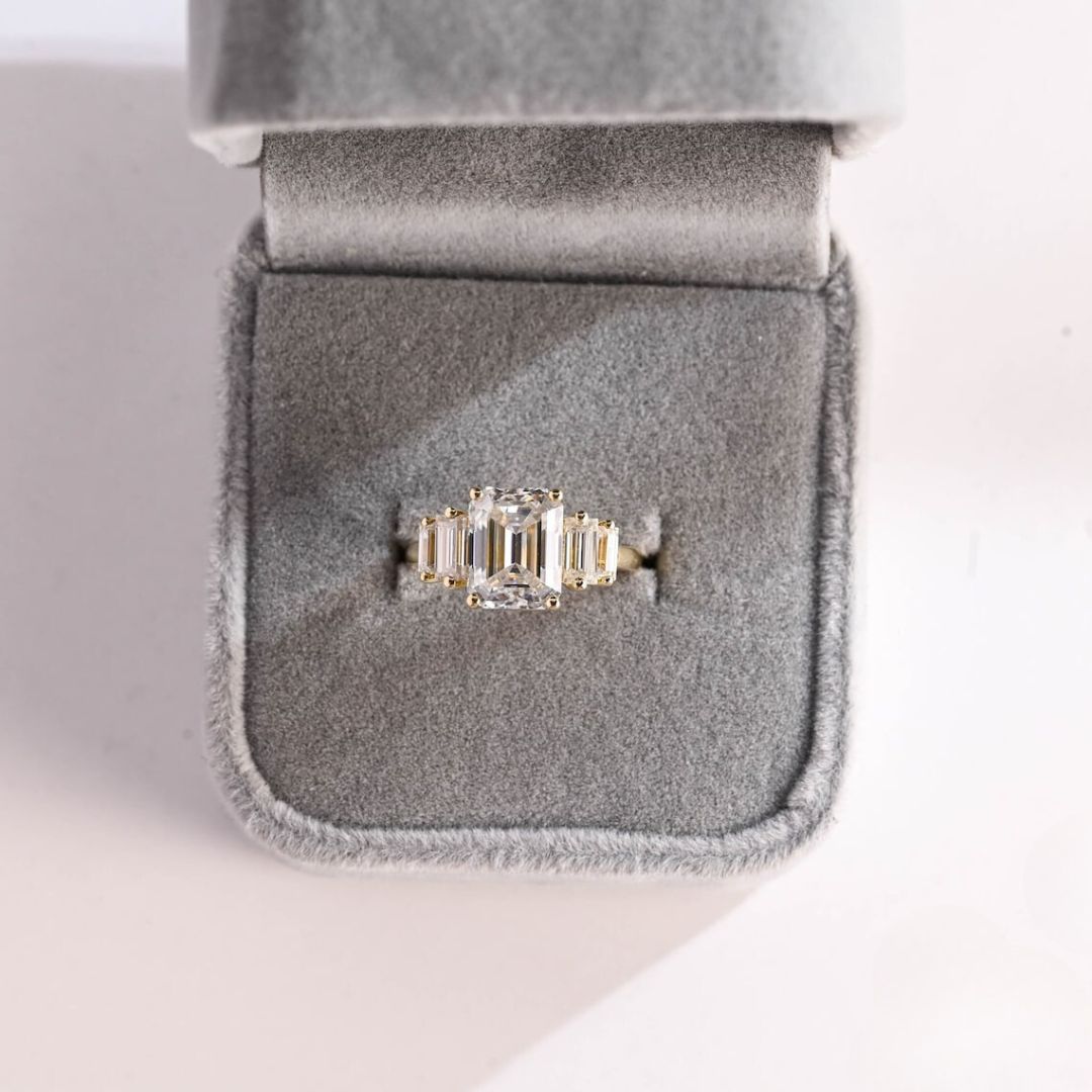 Moissanite 4.82 CT Emerald Cut Diamond Edwardian Wedding Ring