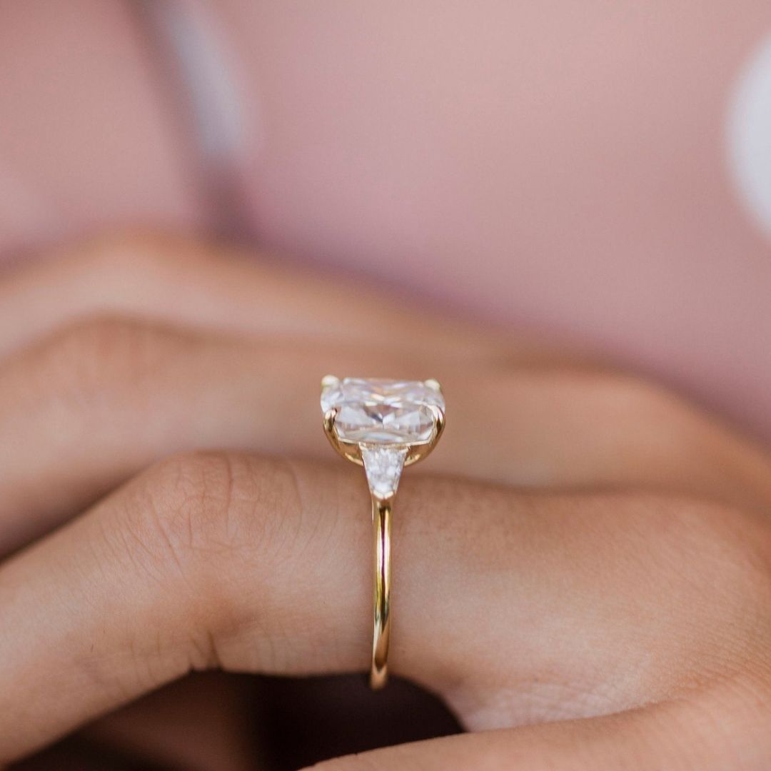 Moissanite 3.70 CT Cushion Cut Diamond  Art Deco Wedding Ring
