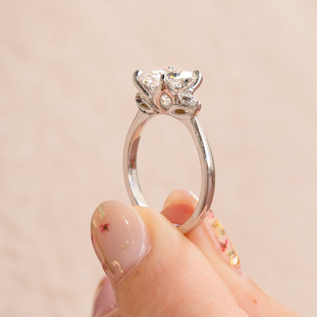 Moissanite 3.88 CT Cushion Cut Diamond Art Deco Engagement Ring