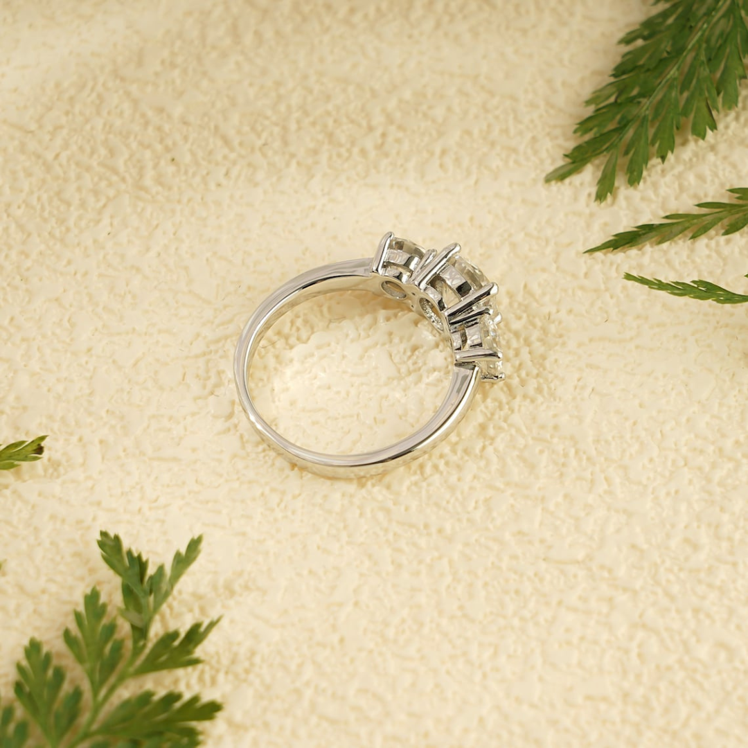 Moissanite 4.10 CT Round Cut Diamond  Minimalist Anniversary Ring