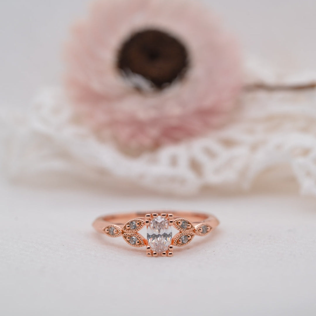 Less Diamond Moissanite 1.09 CT Oval Cut Diamond Victorian Wedding Ring – Less Diamond