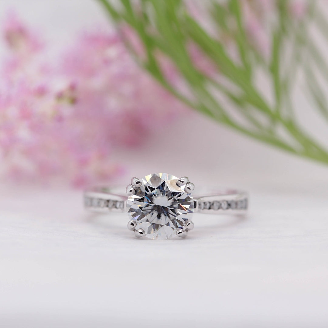 Moissanite 4.70 CT Round Cut Diamond Brutalist Anniversary Ring