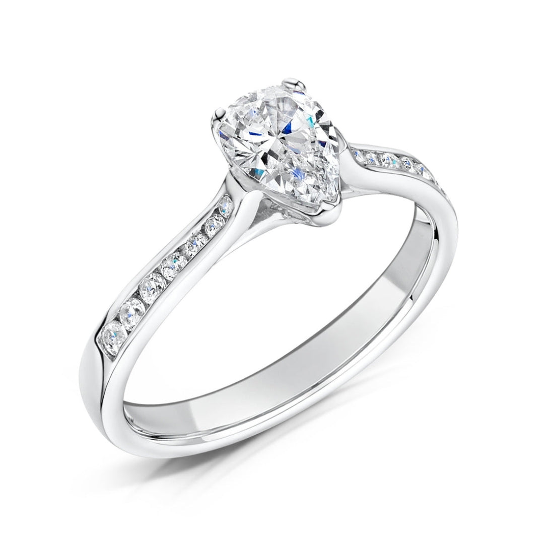 Moissanite 2.20 CT Pear Cut Diamond Mid-Century Engagement Ring