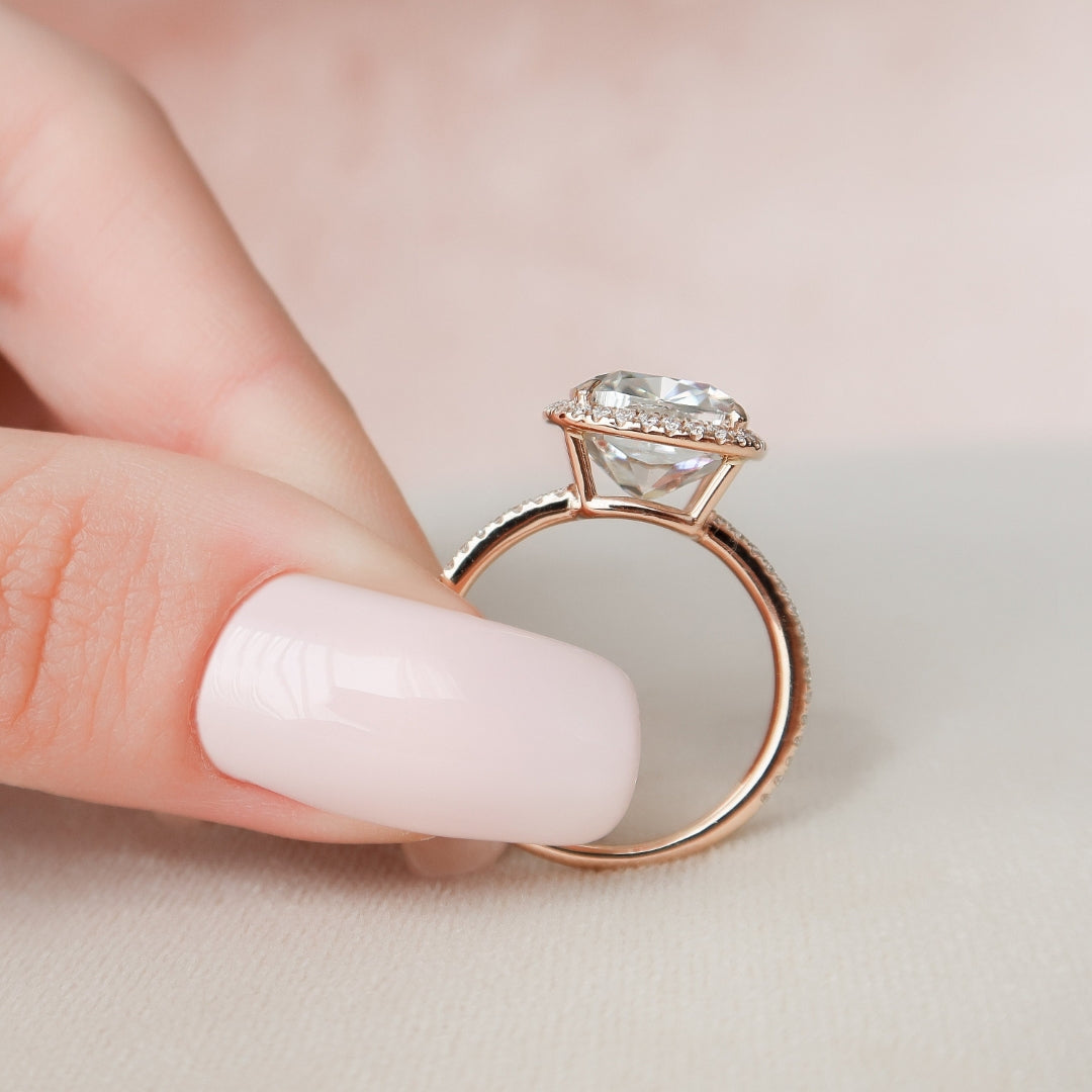 Moissanite 5.08 CT Cushion Cut Diamond Avant Garde Wedding Ring