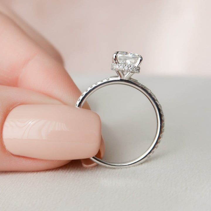 Moissanite 1.85 CT Cushion Cut Diamond Edwardian Engagement Ring
