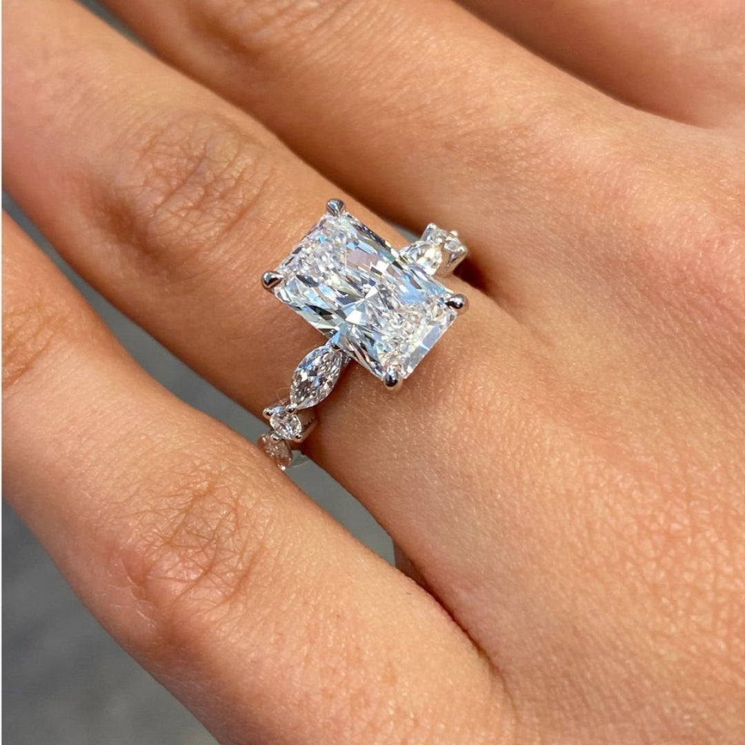 Moissanite 3.05 CT Radiant Cut Diamond Art Deco Engagement Ring