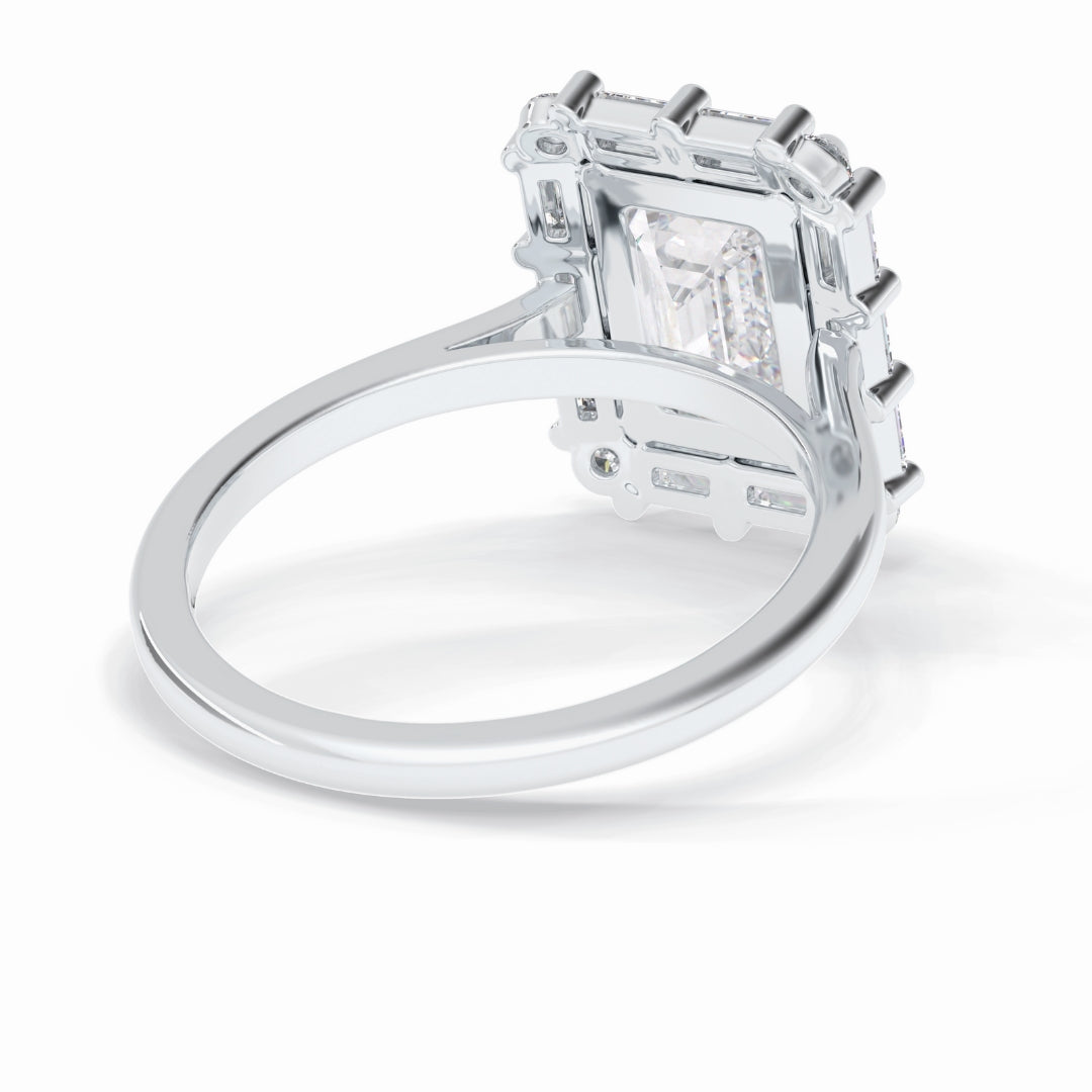 Lab Grown 2.92 CT Emerald Cut Diamond Boho & Hippie Handmade Ring