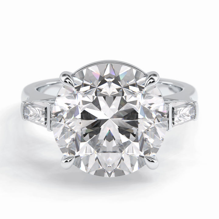 Lab Grown 4.00 CT Round Cut Diamond Mid-Century Engagement Ring