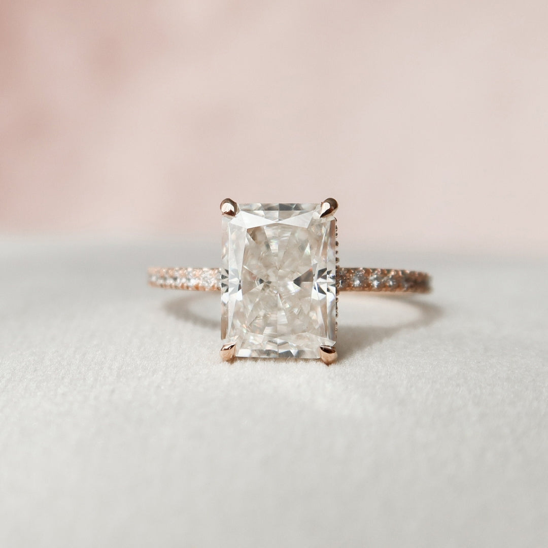 Less Diamond Moissanite 3.45 CT Radiant Cut Diamond Art Deco Anniversary Ring – Less ...