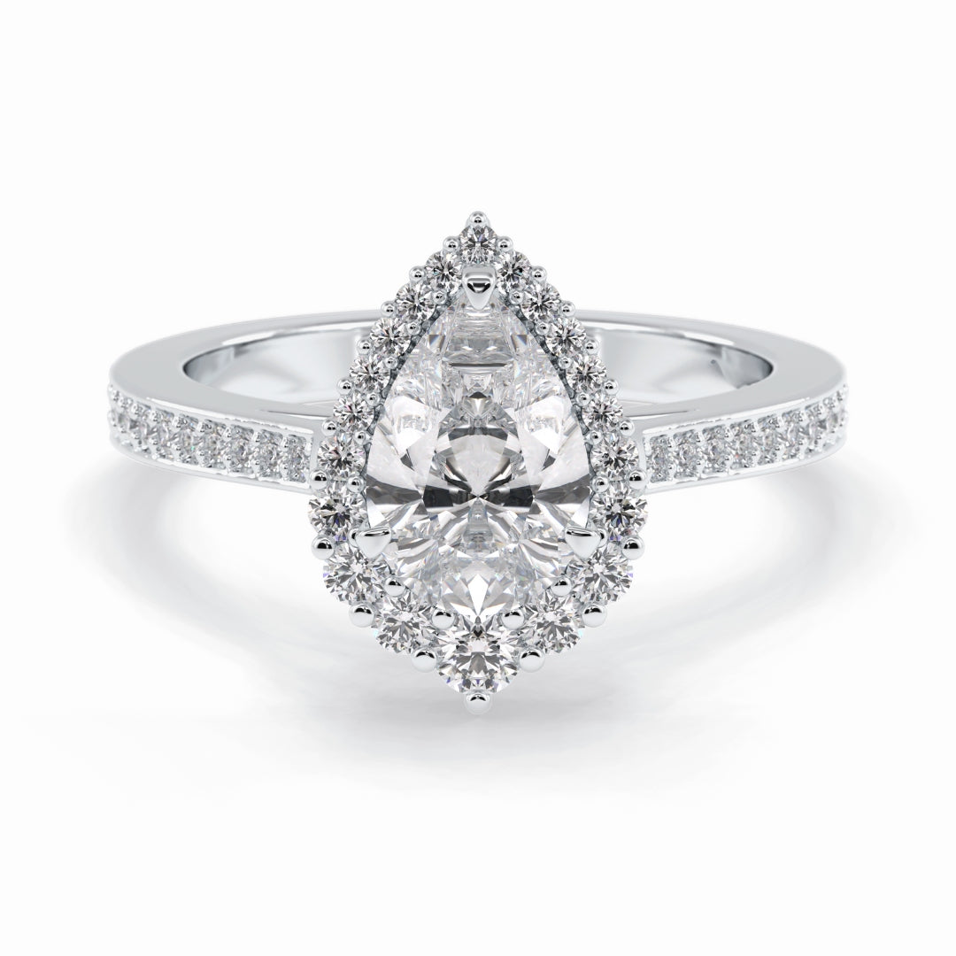 Lab Grown 2.70 CT Pear Cut Diamond Avant Garde Anniversary Ring