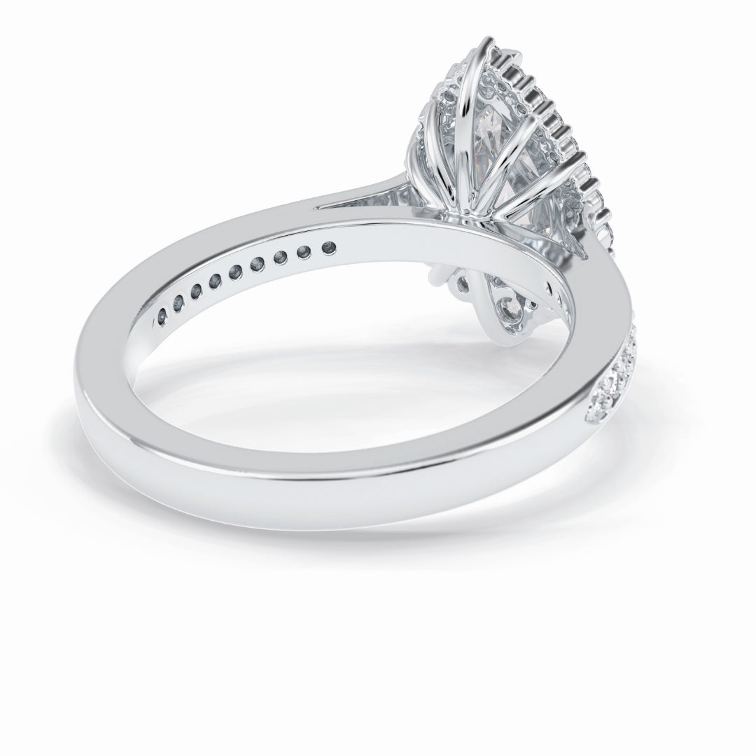 Lab Grown 2.70 CT Pear Cut Diamond Avant Garde Anniversary Ring