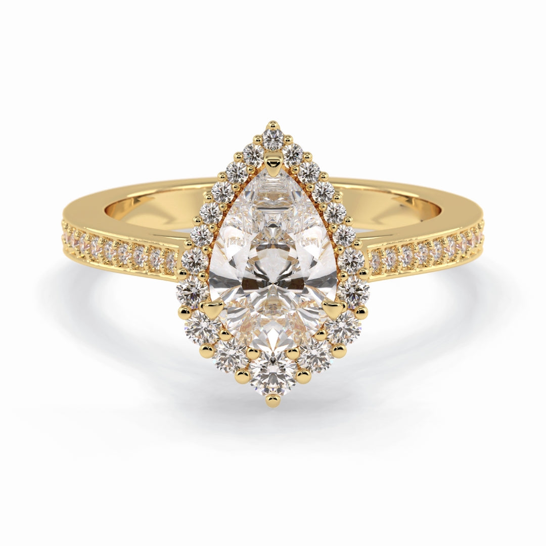 Lab Grown 2.70 CT Pear Cut Diamond Avant Garde Anniversary Ring