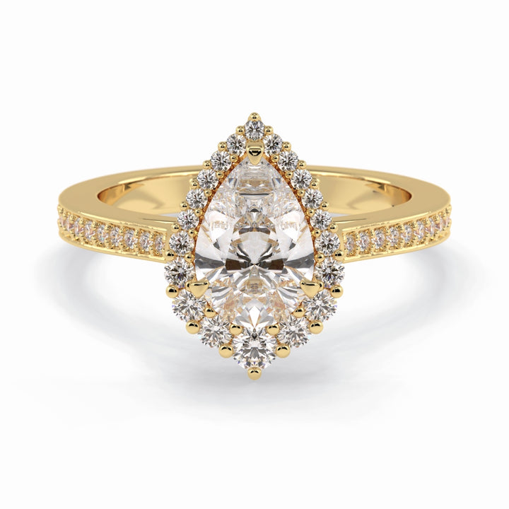 Lab Grown 2.70 CT Pear Cut Diamond Avant Garde Anniversary Ring