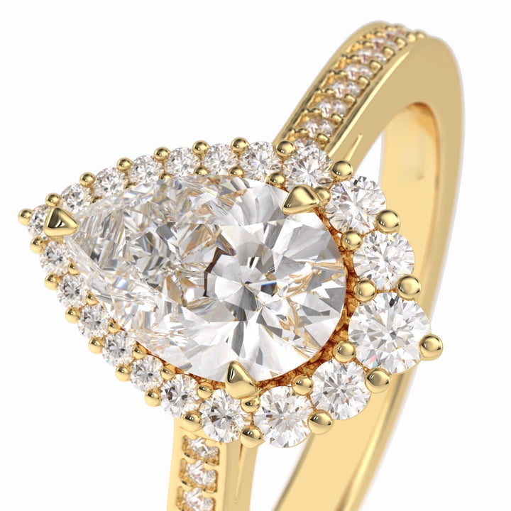 Lab Grown 2.70 CT Pear Cut Diamond Avant Garde Anniversary Ring