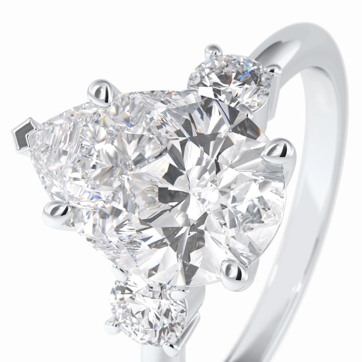 Lab Grown 2.84 CT Pear Cut Diamond Art Deco Engagement Ring