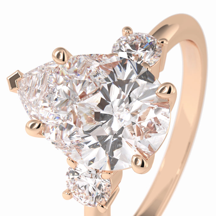 Lab Grown 2.84 CT Pear Cut Diamond Art Deco Engagement Ring