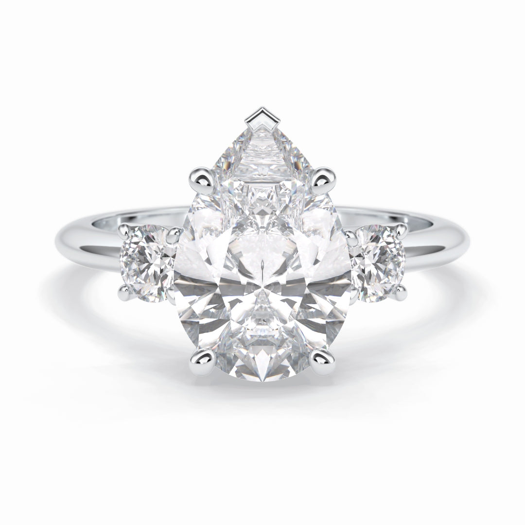 Lab Grown 2.84 CT Pear Cut Diamond Art Deco Engagement Ring