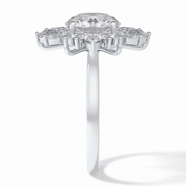 Lab Grown 2.71 CT Round Cut Diamond Art Nouveau Wedding Ring