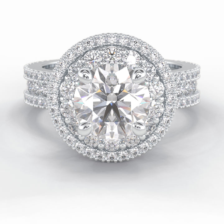 Lab Grown 3.97 CT Round Cut Diamond Mid-Century Anniversary Ring