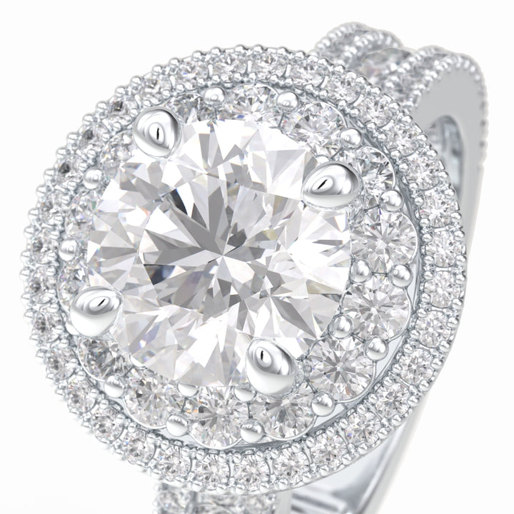 Lab Grown 3.97 CT Round Cut Diamond Mid-Century Anniversary Ring