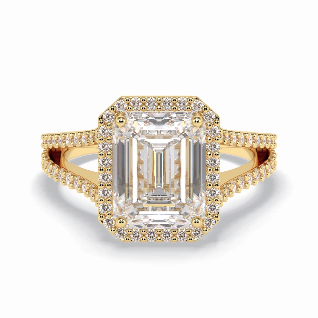 Lab Grown 3.50 CT Emerald Cut Diamond Brutalist Wedding Ring