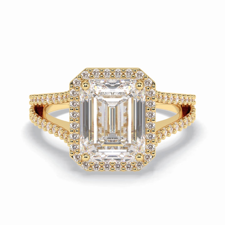 Lab Grown 3.50 CT Emerald Cut Diamond Brutalist Wedding Ring